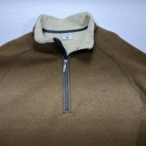 Columbia‎ Men's XL Brown Fleece Lined Quarter Zip Pullover Sweater